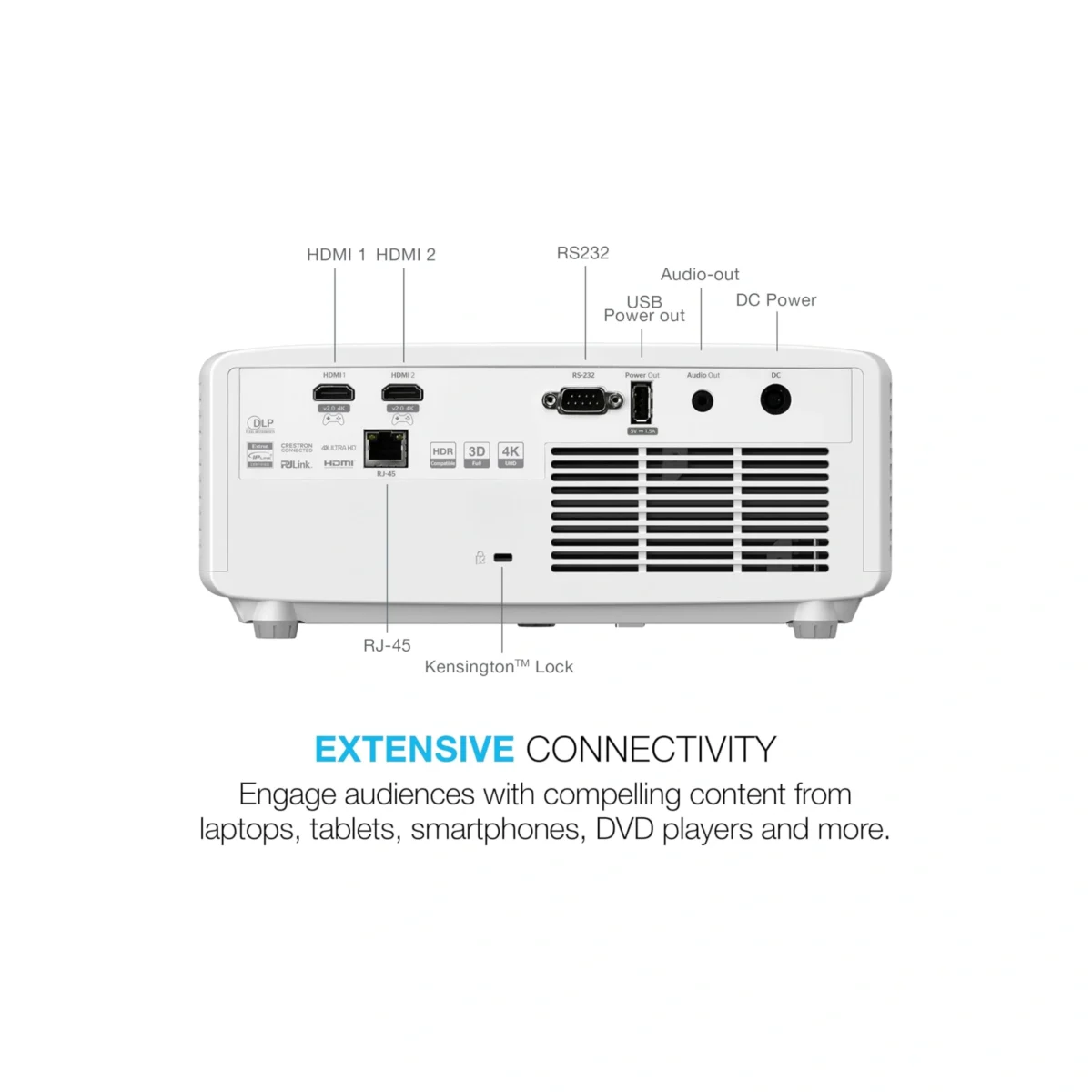 Optoma UHZ66 Compact Long Throw True 4K UHD Laser Home Cinema and Gaming Projector - Image 3