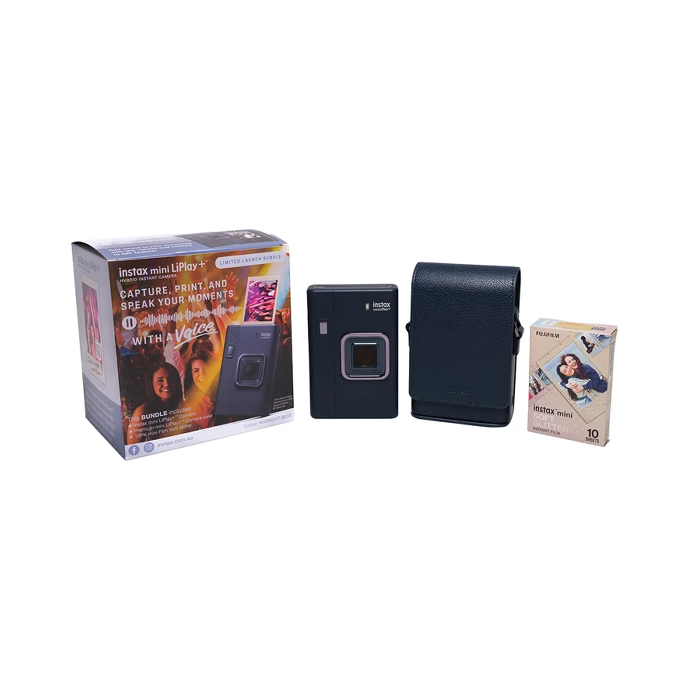 xasd Fujifilm Instax Mini LiPlay+ (Midnight Blue) (bundle with Camera Case and 10x Mini Film Soft Glitter) - Image 1