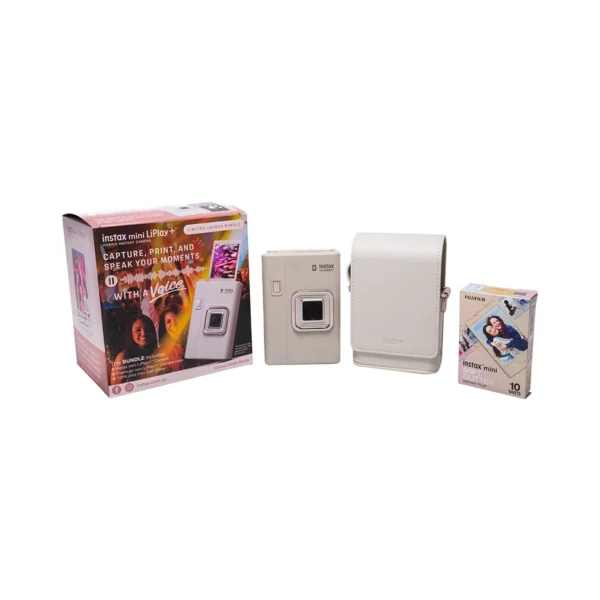 Fujifilm Instax Mini LiPlay+ (Sand Beige) (bundle with Camera Case and 10x Mini Film Soft Glitter)