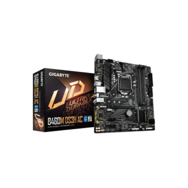 GIGABYTE B460M DS3H AC V2-Y1 – Intel LGA 1200 Micro-ATX Motherboard, PCIe 3.0, DDR4, Dual M.2, Wi-Fi AC, USB 3.2 Gen1, 1GbE LAN