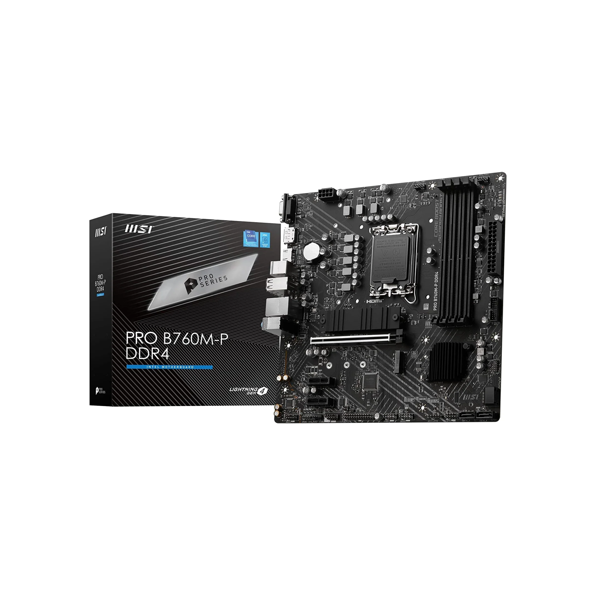 q MSI PRO B760M-P DDR4 – Micro ATX Motherboard with Intel B760 Chipset, DDR4 Support, and Advanced Connectivity - Image 1