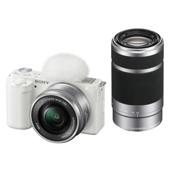 Sony ZV-E10 Mirrorless Camera with 16-50mm and 55-210mm Lens (ILCZV-E10Y) (White)