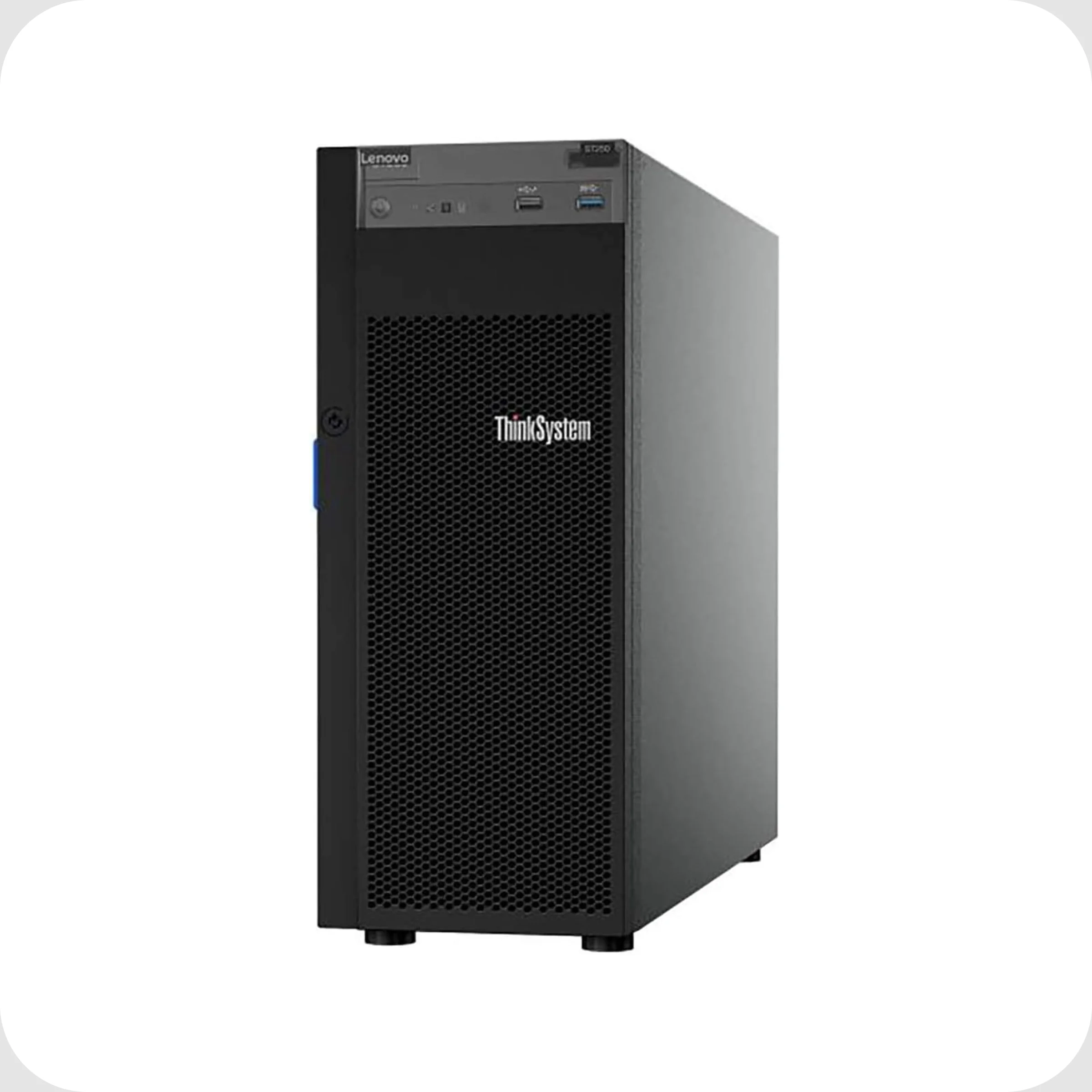 JK Lenovo ThinkSystem ST250 Tower Server, Intel Xeon 3.3GHz CPU, 64GB DDR4 2666MHz RAM, 16TB HDD Storage, JBOD RAID - Image 1