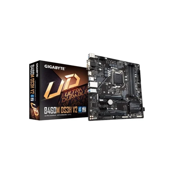 Gigabyte B460M DS3H V2 – Intel LGA1200 Micro-ATX Motherboard, Dual M.2 Slots, PCIe 3.0, 4x DDR4, USB 3.2 Gen1, and Gigabit LAN