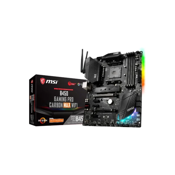 MSI B450 Gaming Pro Carbon Max WiFi – ATX Motherboard with AMD B450 Chipset, PCIe 3.0, Wi-Fi, and Ryzen 5000 Series Support