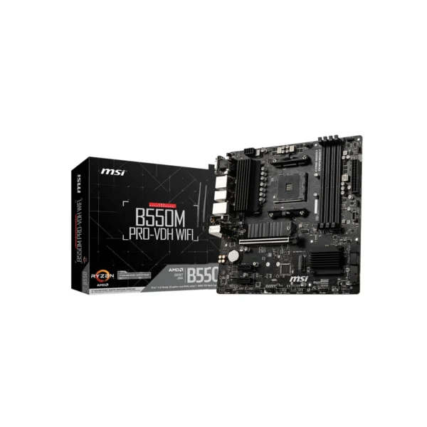 MSI B550M PRO-VDH WiFi – Micro-ATX Motherboard with AMD B550 Chipset, Wi-Fi 6, PCIe 4.0, and Support for Ryzen 5000 Series Processors