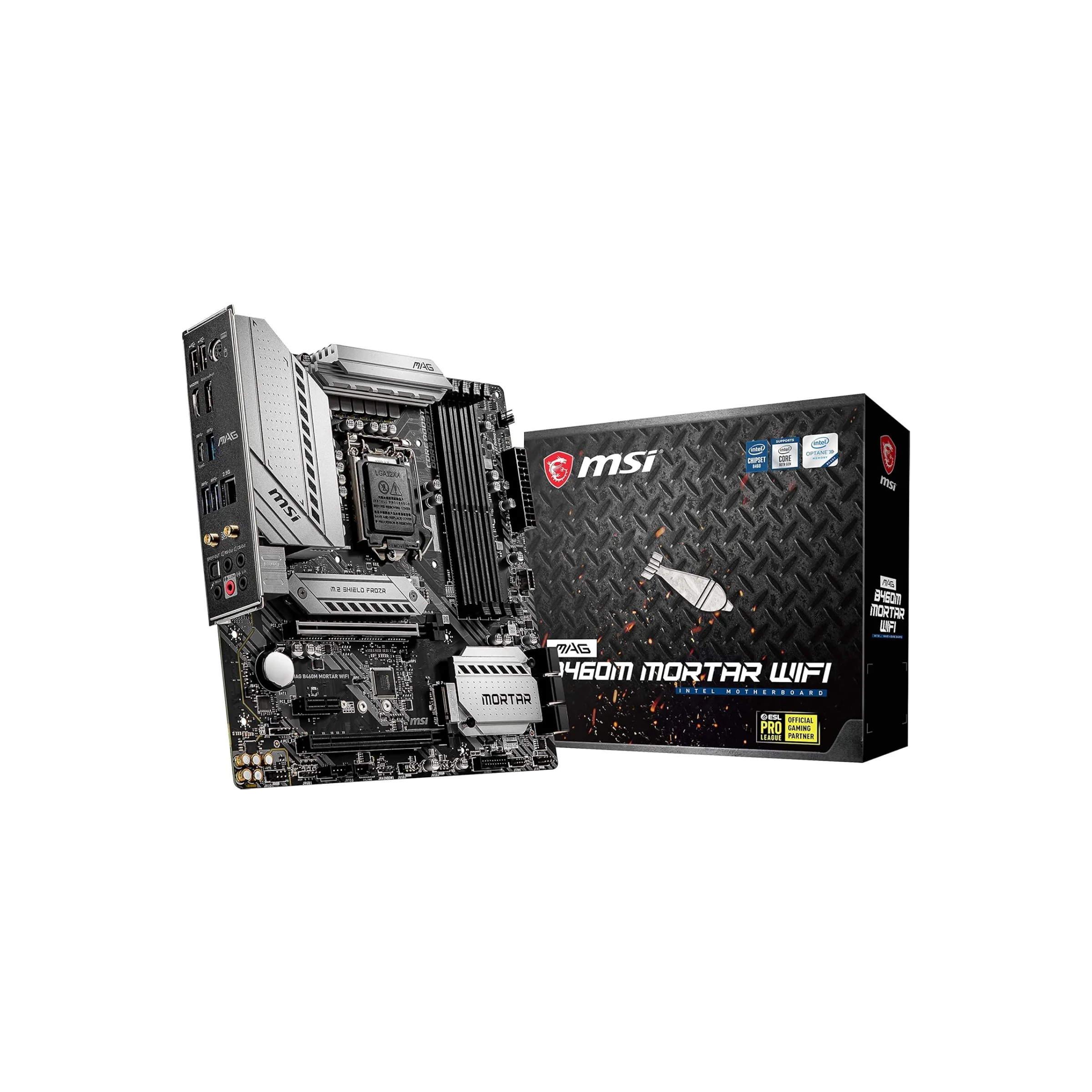 1 MSI MAG B460M MORTAR WIFI LGA 1200 Intel B460 SATA 6Gb/s Micro ATX Intel Motherboard - Image 1