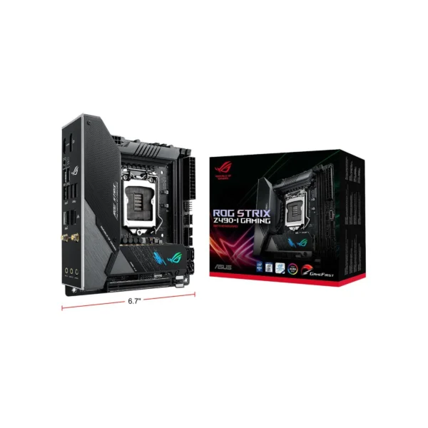 ASUS ROG Strix Z490-I Gaming Mini-ITX Motherboard, LGA1200, WiFi 6, DDR4 4800, 2.5Gb LAN, USB-C, HDMI 2.0a, Aura Sync