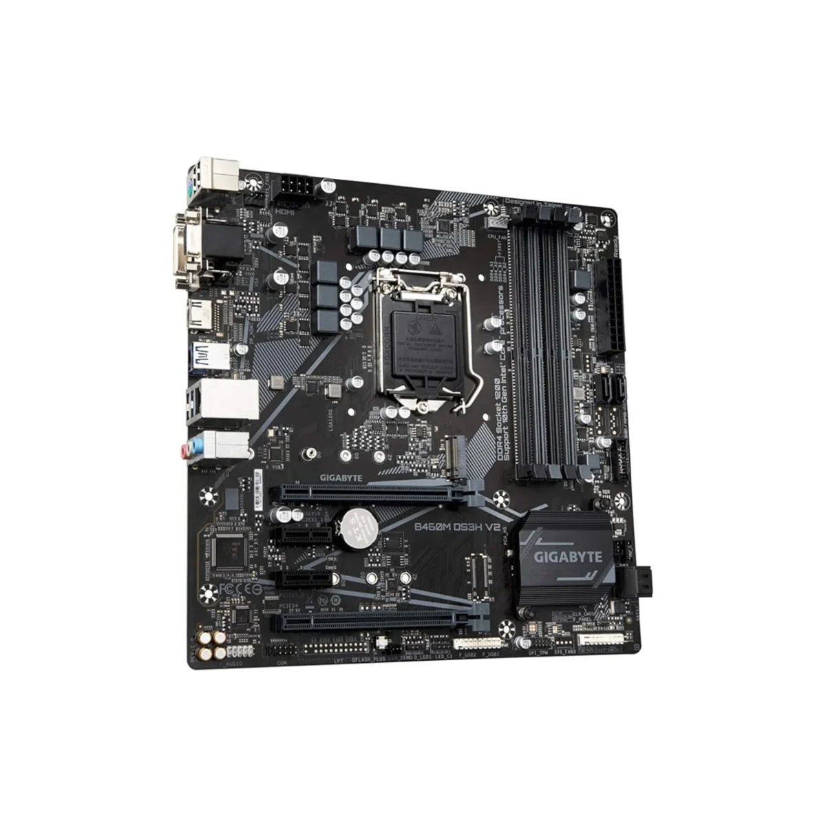 Gigabyte B460M DS3H V2 – Intel LGA1200 Micro-ATX Motherboard, Dual M.2 Slots, PCIe 3.0, 4x DDR4, USB 3.2 Gen1, and Gigabit LAN - Image 2