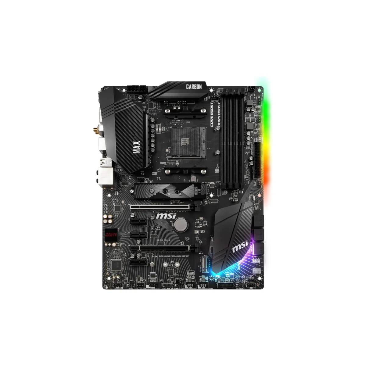MSI B450 Gaming Pro Carbon Max WiFi – ATX Motherboard with AMD B450 Chipset, PCIe 3.0, Wi-Fi, and Ryzen 5000 Series Support - Image 2