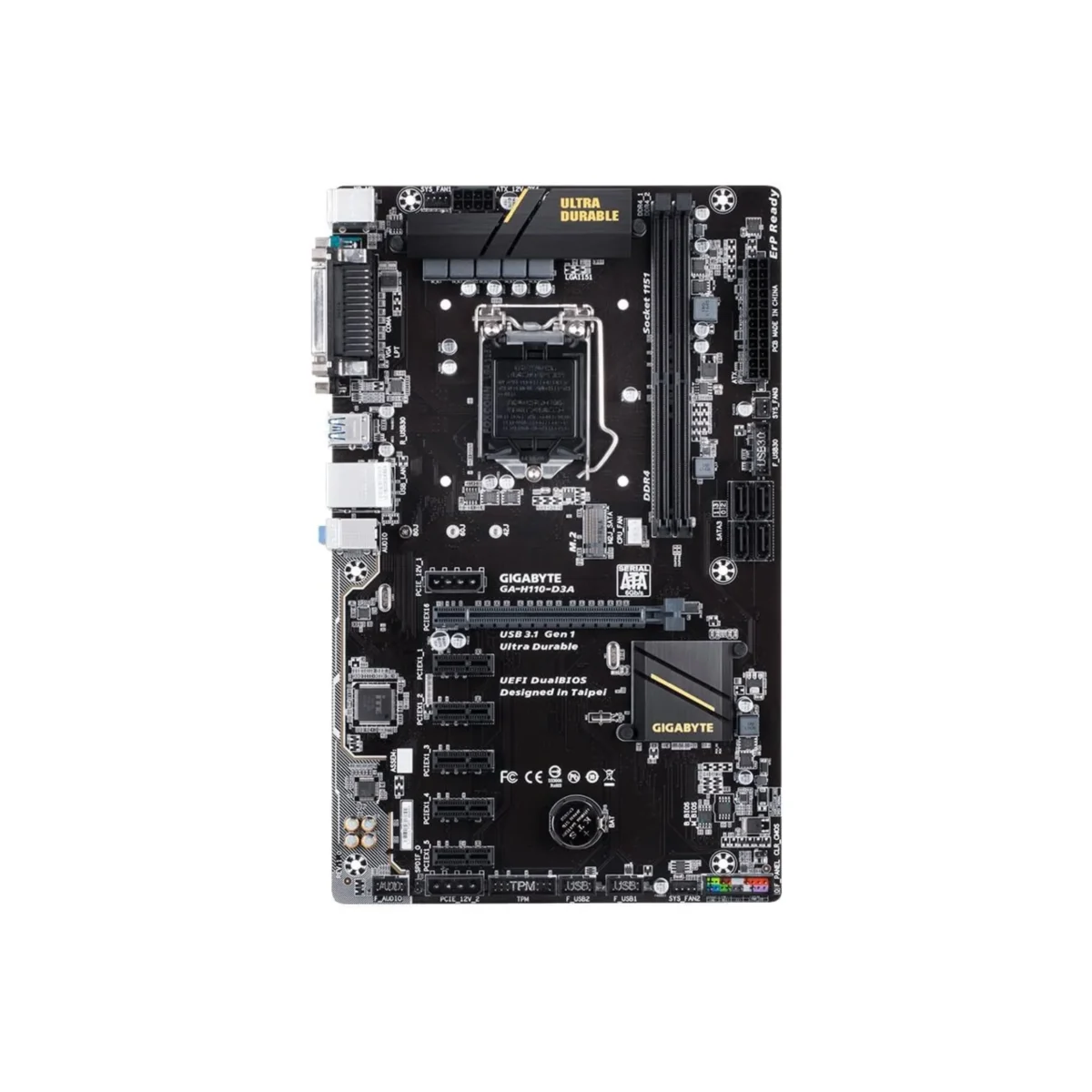 GIGABYTE GA-H110-D3A – Intel H110 ATX Motherboard, LGA 1151, DDR4, PCIe, USB 3.0, Mining Ready - Image 3